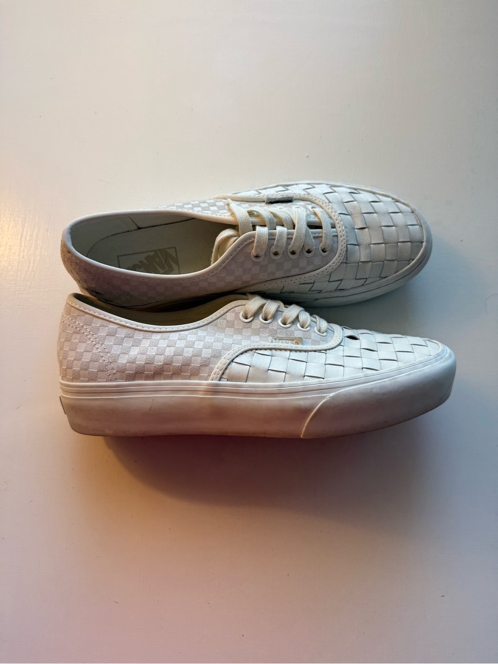 Vans Women’s 2.0 White Woven Canvas Platform Sneakers